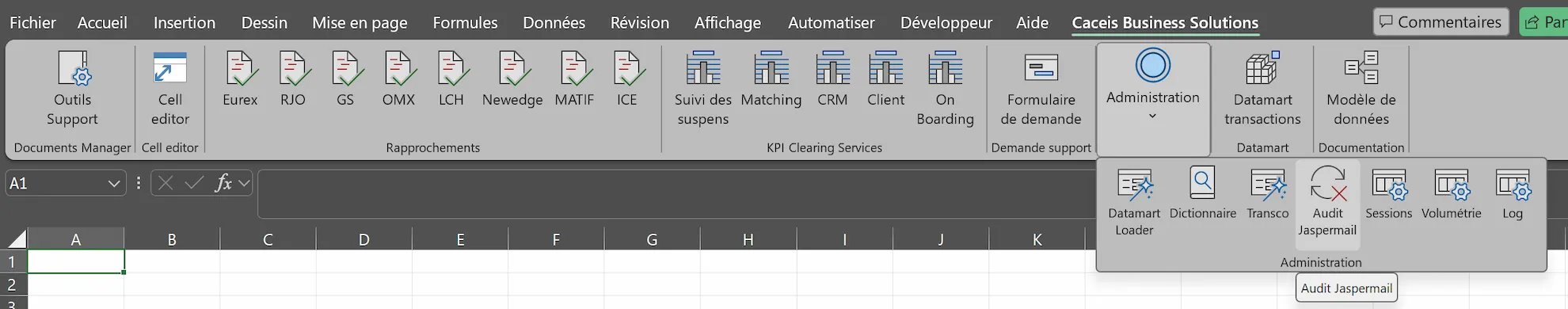 Ruban Excel personnalisé pour le déploiement des outils CACEIS